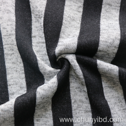 100% Polyester Stripe Pattern Cationic Dye One Side Brushed Weft Knitted Loose Fleece Fabric for Coat Home Textile